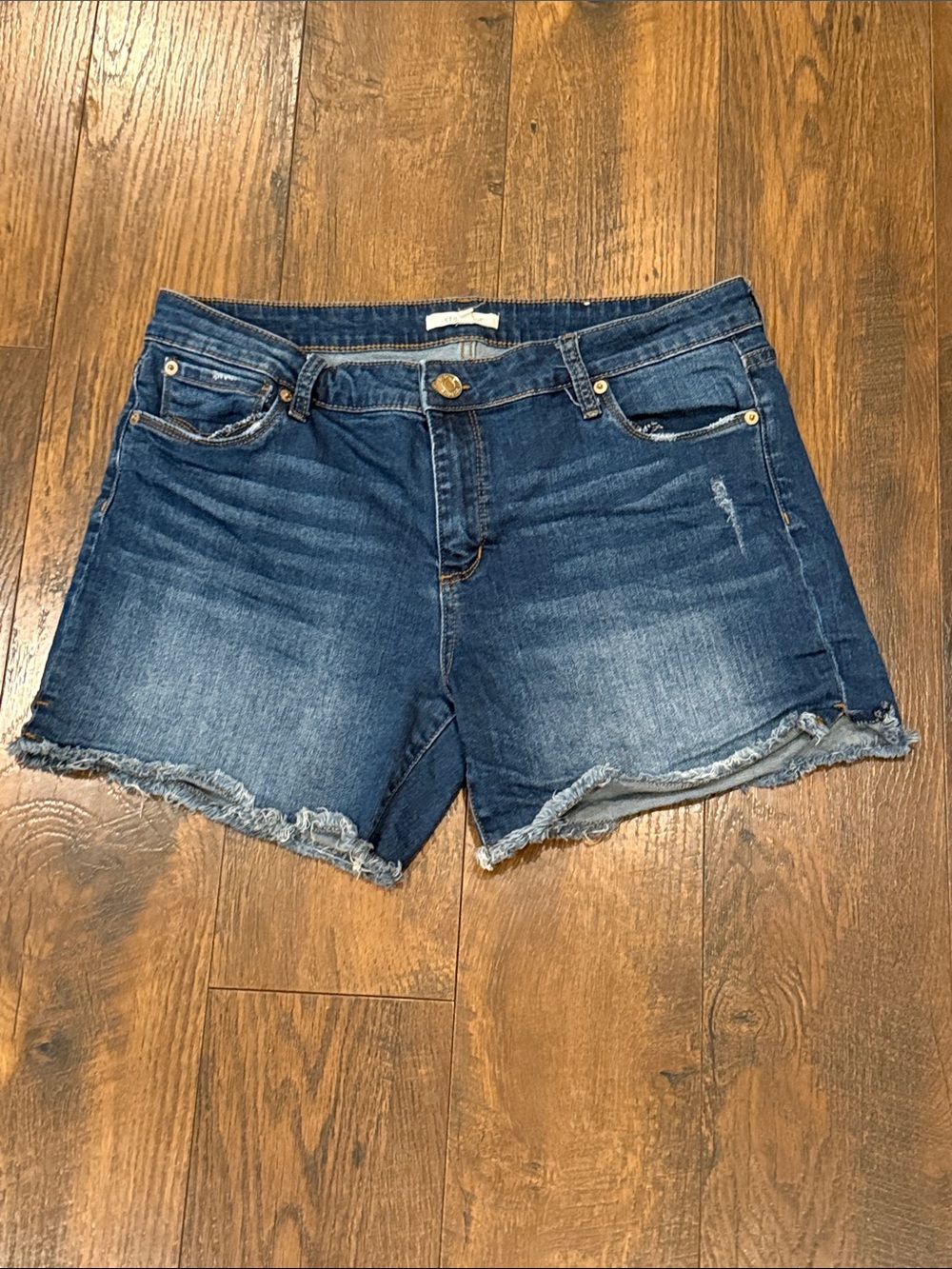 STS Blue Dark Wash Frayed Hem Denim Shorts